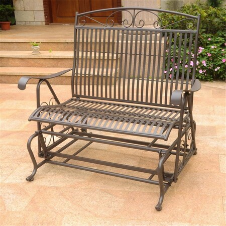 International Caravan Mandalay Double Iron Glider, Rustic Brown 3458-RT-BN